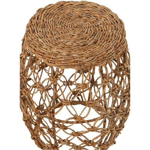 Table D'appoint Baril En Rotin Naturel Feuille De Bananier