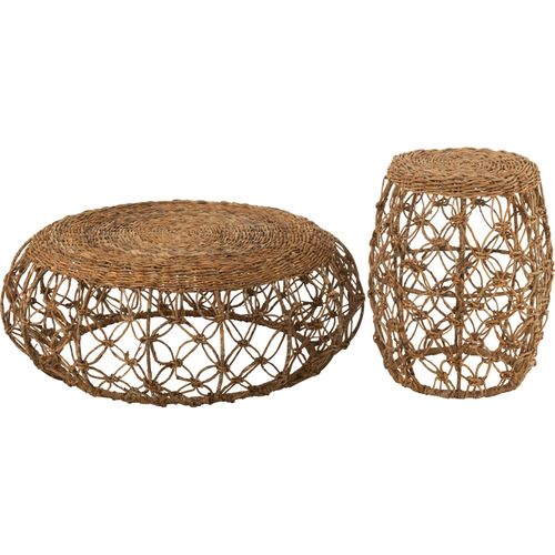 Table Basse Soucoupe En Fer Et Feuille De Bananier Naturel