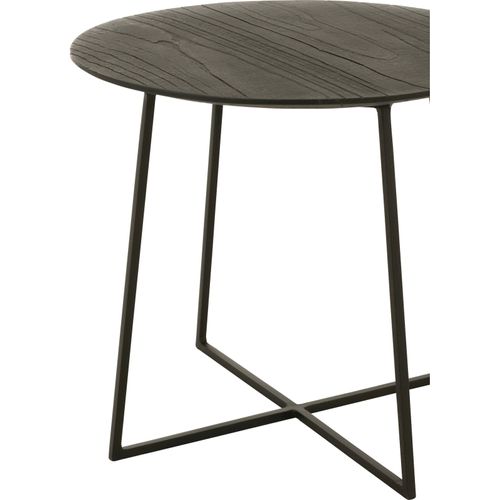 Table Basse Ronde Teck Et Métal Noir Design Contemporain
