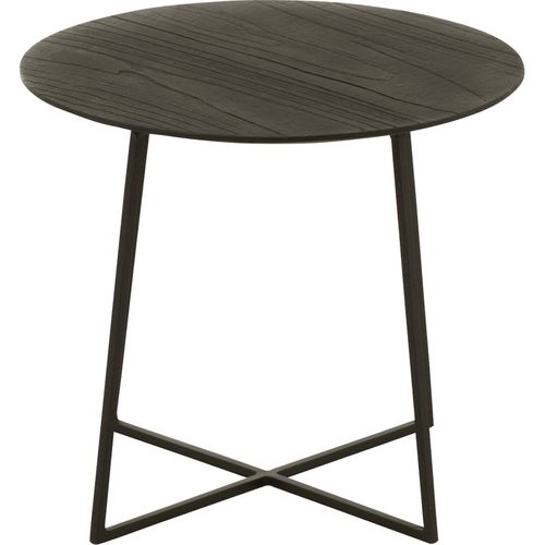 Table Basse Ronde Teck Et Métal Noir Design Contemporain