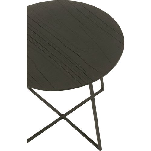 Table Basse Ronde Teck Et Métal Noir Design Contemporain