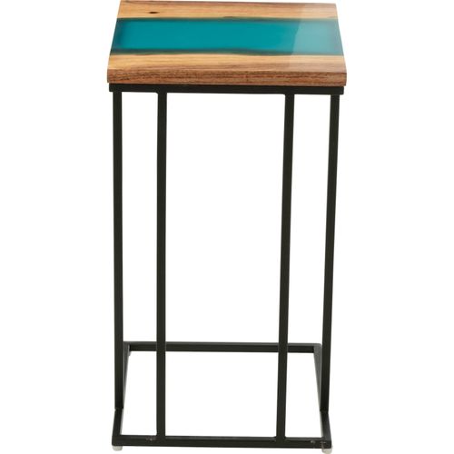 Bout De Canapé Bois Acacia Et Résine Bleu Design Moderne