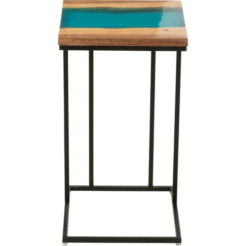 Bout De Canapé Bois Acacia Et Résine Bleu Design Moderne