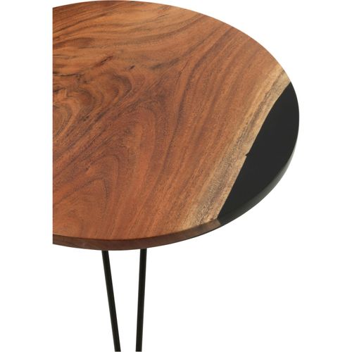 Table D'appoint Ronde Bois Acacia Résine Noire Élégance Moderne