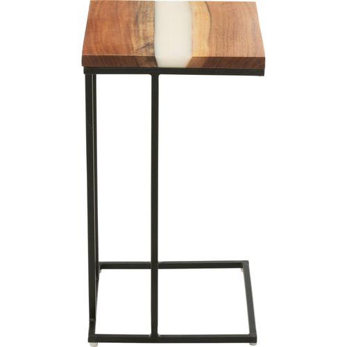 Bout De Canapé Carrée Bois D'acacia Et Résine Blanc Design