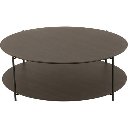 Table Basse Ronde Marron Foncé Bois Et Métal Design Contemporain