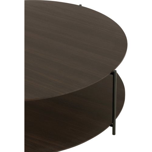 Table Basse Ronde Marron Foncé Bois Et Métal Design Contemporain