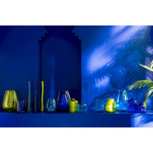 Vase Décoratif En Verre Bleu Forme Oeuf Élégant