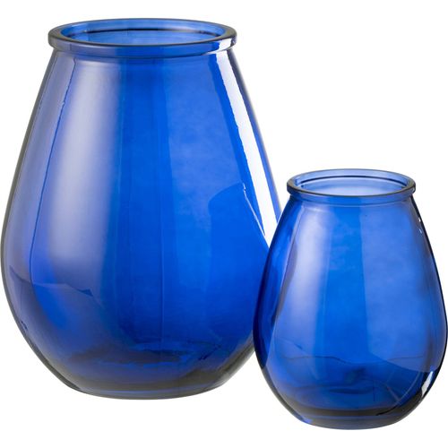 Vase Décoratif En Verre Bleu Forme Oeuf Élégant
