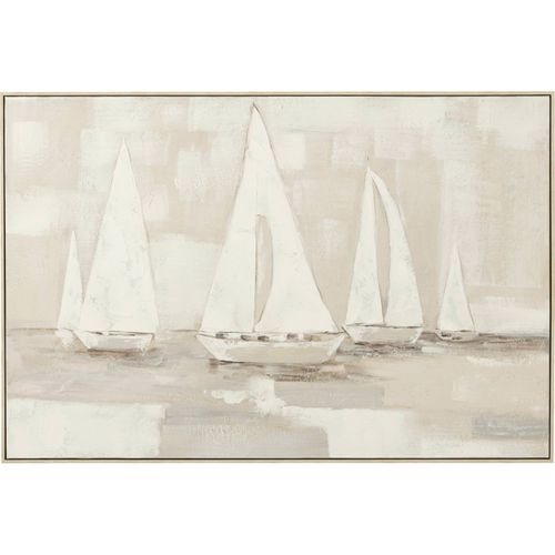 Toile Peinture Acrylique Voiliers Blancs Sur Fond Brun Déco Murale