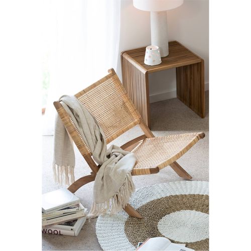 Chaise Pliante Rotin Et Teck Naturel Style Bohème Élégant