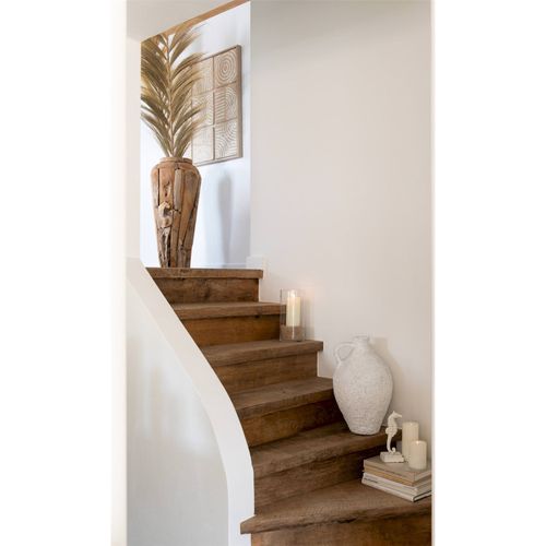 Vase Décoratif En Bois De Teck Naturel Aspect Artisanal