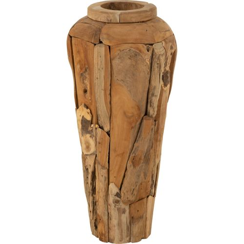 Vase Décoratif En Bois De Teck Naturel Aspect Artisanal