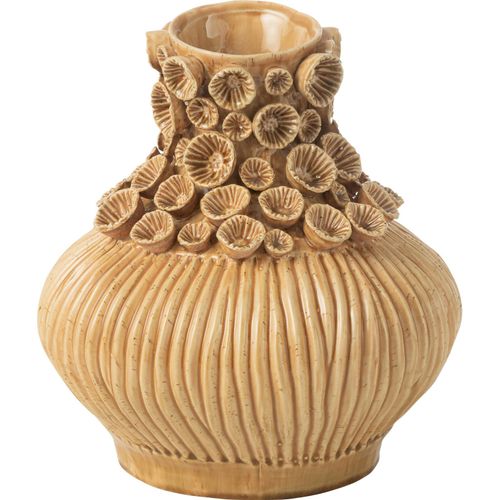 Vase Gourd Corail En Argile Ocre Jaune Poterie Artisanale