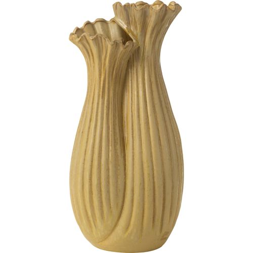 Vase Décoratif Duo Argile Sable Finition Artisanale Jaune