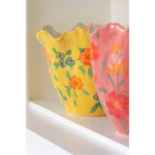 Vase Poterie Fleurs Colorées Ambiance Joyeuse Maison