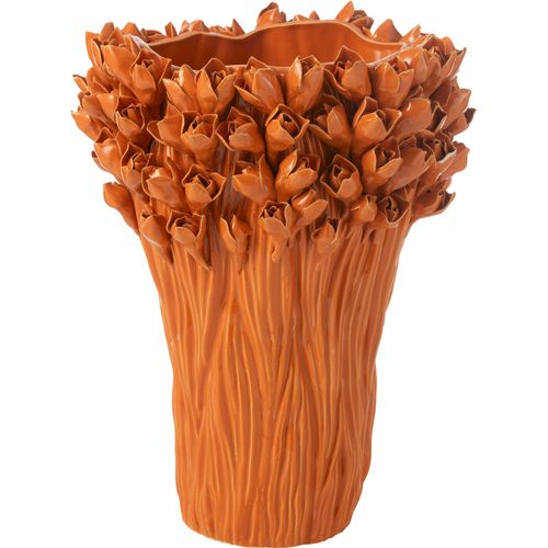 Vase En Céramique Orange Design Floral Élégant Pour Décoration