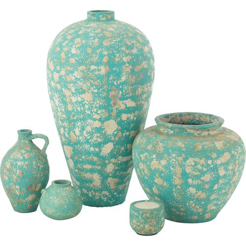 Vase Poterie Bleu Azur Style Antique Pour Décoration Élégante