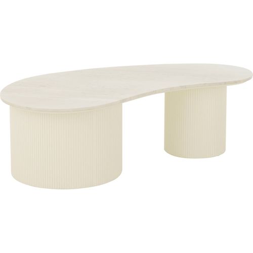 Table Basse Blanche Élégante En Marbre Et Mdf Pour Salon Moderne