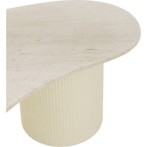 Table Basse Blanche Élégante En Marbre Et Mdf Pour Salon Moderne