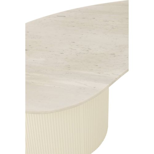 Table Basse Blanche Élégante En Marbre Et Mdf Pour Salon Moderne