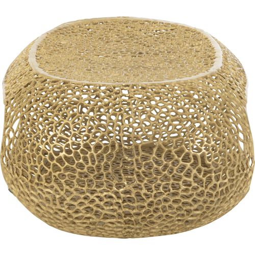 Table Basse Ovale En Aluminium Doré Design Sculptural Ajouré