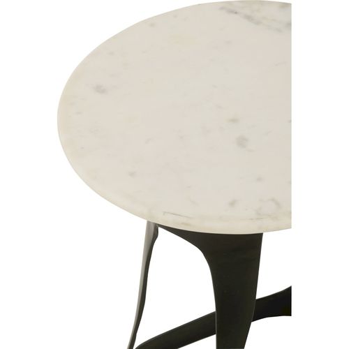 Table D'appoint Design Aluminium Et Pierre Noire Et Blanche Élégante