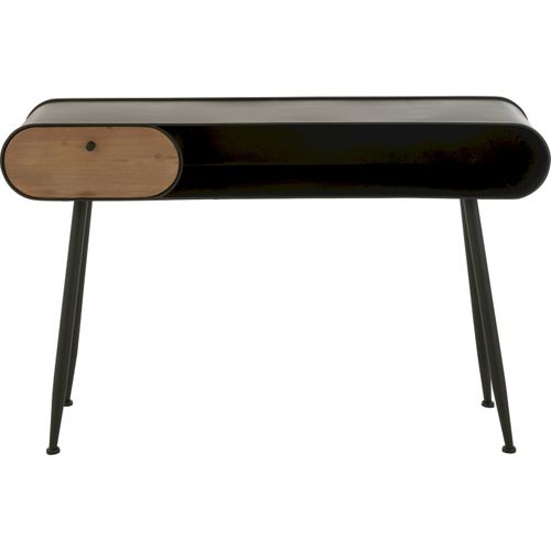 Console Bois Et Métal Design Noir Et Beige Clair Pour Salon