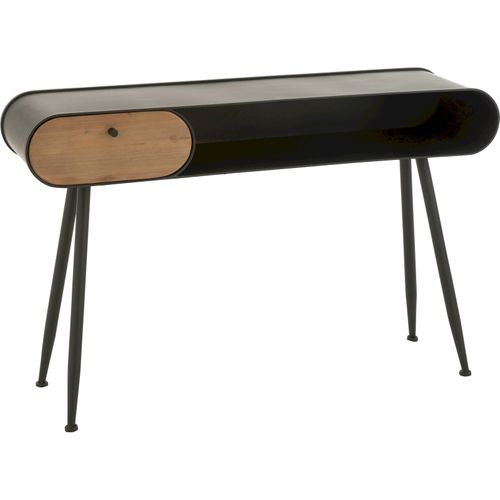 Console Bois Et Métal Design Noir Et Beige Clair Pour Salon
