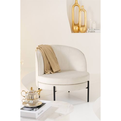 Fauteuil Design Métal Blanc Cassé Et Pieds Noirs Élégant