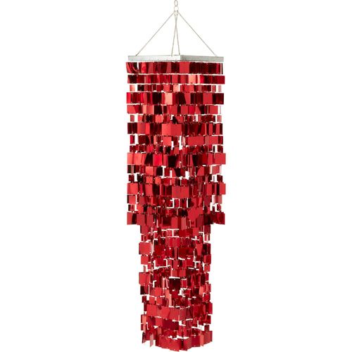 Abat-jour Chandelier Carré Pvc Rouge Effet Moderne Élégant