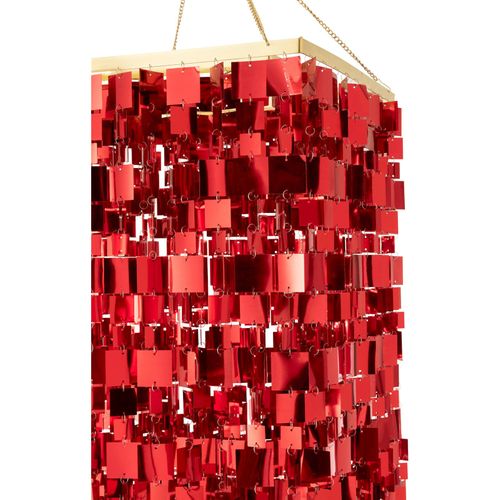 Abat-jour Chandelier Carré Pvc Rouge Pour Suspension Élégante