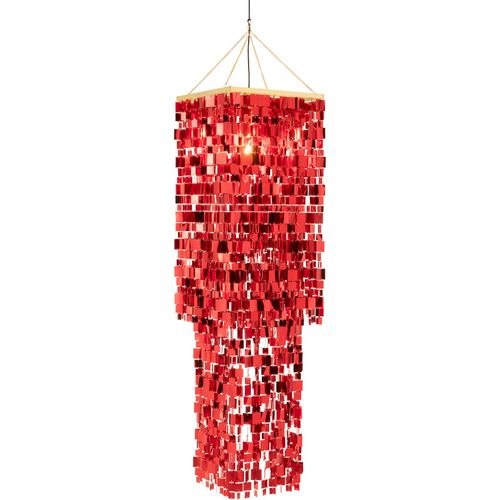 Abat-jour Chandelier Carré Pvc Rouge Pour Suspension Élégante