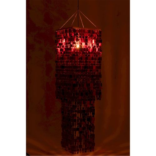 Abat-jour Chandelier Carré Pvc Rouge Pour Suspension Élégante