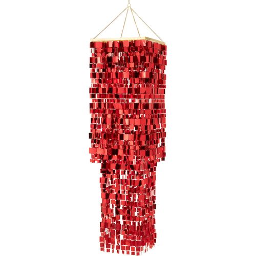 Abat-jour Chandelier Carré Pvc Rouge Pour Suspension Élégante