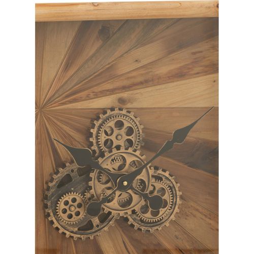 Horloge Murale Carrée Bois Naturel Style Industriel Élégant