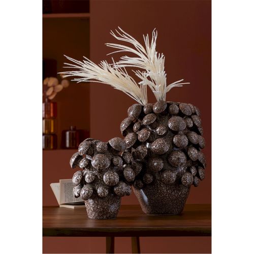 Vase Décoratif Champignon En Argile Marron Fait Main