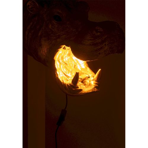 Applique Murale Tête D'hippopotame Dorée En Résine Design