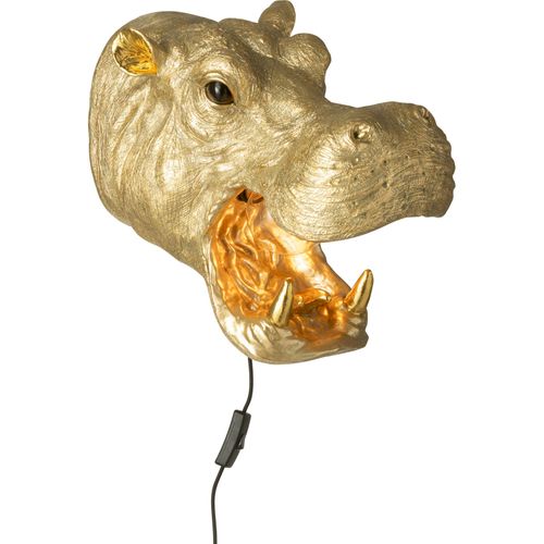 Applique Murale Tête D'hippopotame Dorée En Résine Design