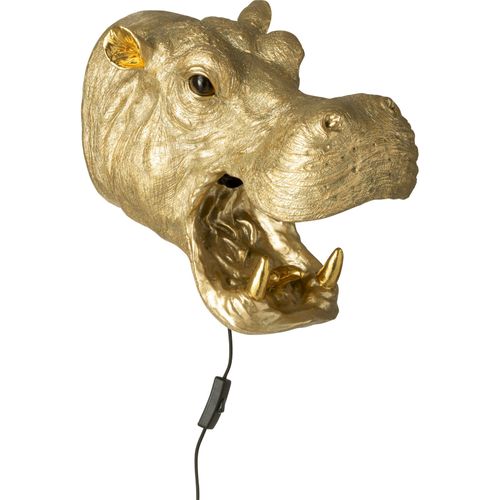 Applique Murale Tête D'hippopotame Dorée En Résine Design