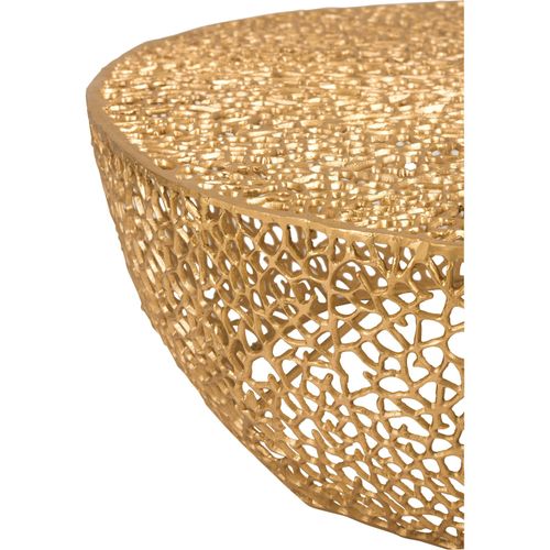 Table Basse Ronde Corail Doré En Aluminium Élégant Salon