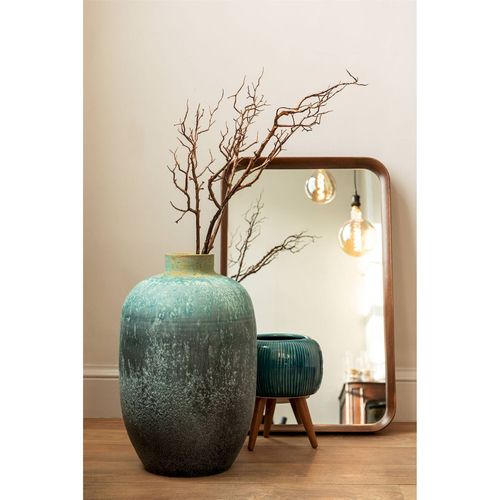 Vase Vintage En Céramique Bleu Azur Style Méditerranéen