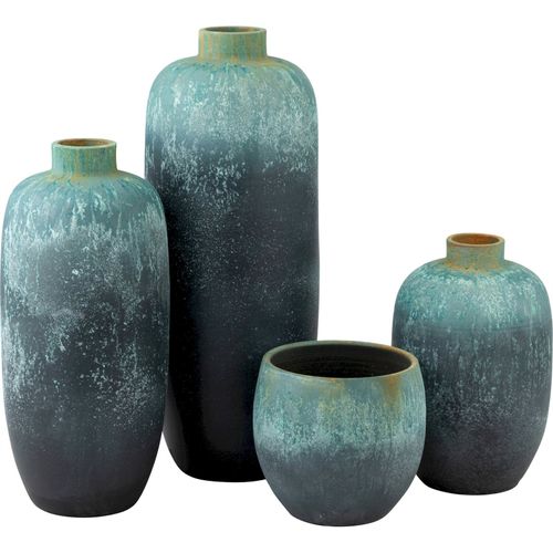 Vase Vintage En Céramique Bleu Azur Style Rétro Élégant