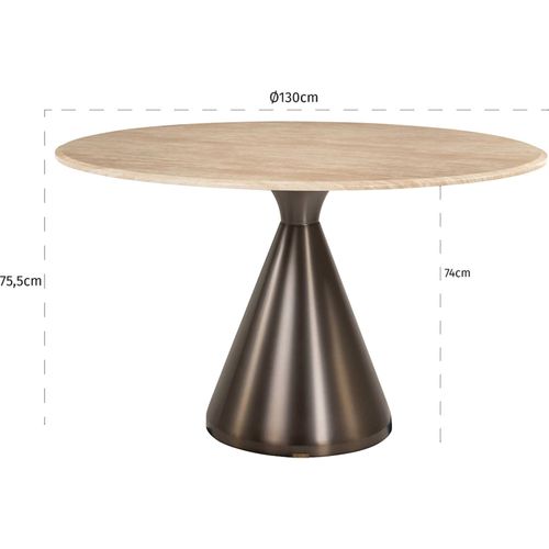 Table Ronde Élégante Effet Marbre Pied Bronze Contemporain