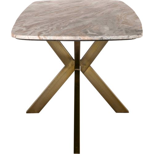 Table à Manger Ovale Élégante En Marbre Et Piètement Doré