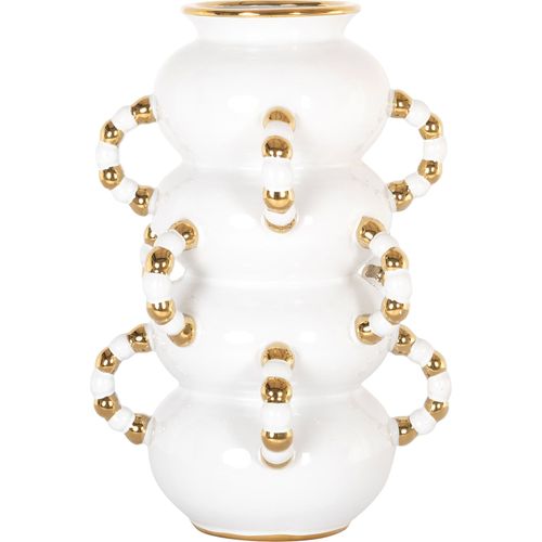 Vase Décoratif Blanc Mat Design Sculptural En Grès Élégant