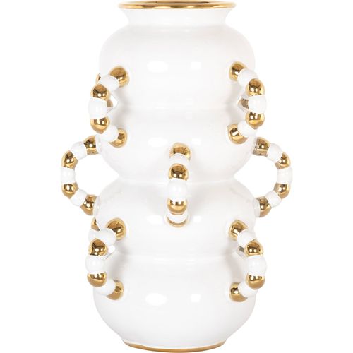 Vase Décoratif Blanc Mat Design Sculptural En Grès Élégant