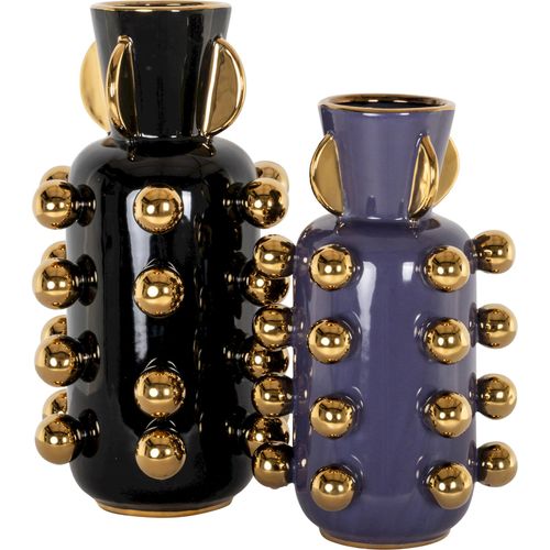 Vase Décoratif Violet Accents Dorés Style Contemporain