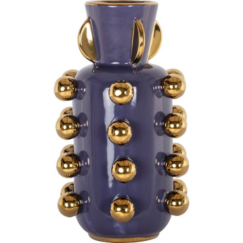 Vase Décoratif Violet Accents Dorés Style Contemporain