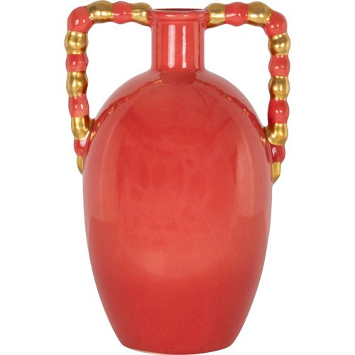 Vase Orange Design Sculptural En Grès Finition Brillante